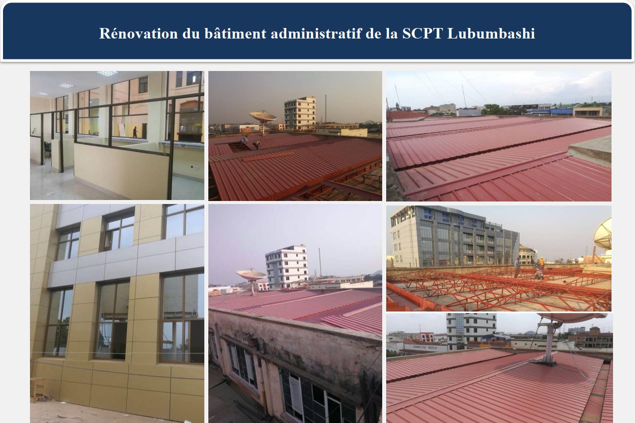 HONGFENG SARL 2015 à 2017: rénovation du bâtiment administratif de la poste Lubumbashi.